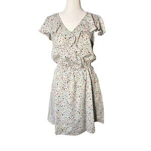 BCBGeneration Cloudy Haze Mul Confetti Ruffle‎ Back Cutout Dress VDK6Q714-A1N S